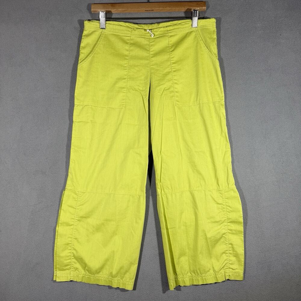 Vintage Be Present Yoga Pants Size S Capri Slit Hem Neon Green 22” Inseam Cotton